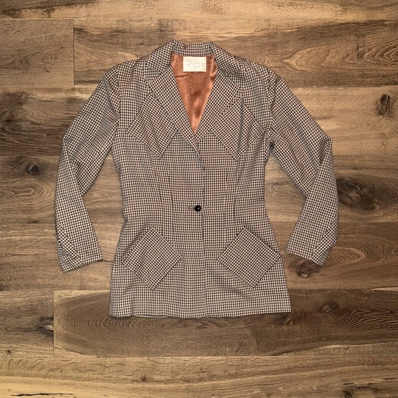 Vintage Houndstooth Blazer Jacket S - Picture 3 of 8